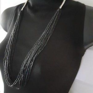 Statement Layered Strands Black Mini Seed Beads